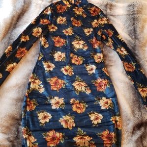 Velvet blue bodycon dress